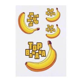 4 x 'Top Banana' Temporary Tattoos - Water Resistant, Skin-Safe, Non-Toxic Transfers, Mixed Sizes (TO00078104)