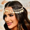 Zoestar Boho Head Chains Gold Shells Headband Leaf Bridal Headpiece