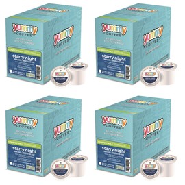 Yummy Coffee Starry Night Dark Roast Coffee, Compostable Single Serve Coffee Pods Compatible with Keurig K-Cup Brewers, 20 Count per Box, 4 Boxes