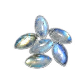 7x14mm Marquise Shape Blue Fire Rainbow Moonstone AAA Quality Natural Calibrated Cabochon Loose Gemstone 6 pcs Box.