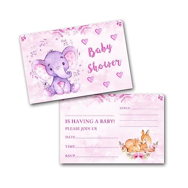 Baby Shower Invitations (WRITE ON) Pack invites & Envelopes (Pink