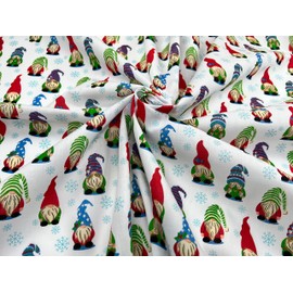 Pyrhan Art & Craft Nursery Gnome Christmas Polycotton Prints | 45 Inch Wide Dress Craft Fabric Material by The Metre | Polycotton Print Used in Sewing Kit and Accessories (Multi-Christmas-Gnome)