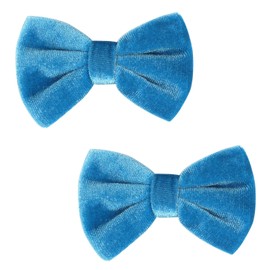 Love Fairy 3.2-Inch Velvet Bow Hair Clip - Glamorous Sequin-Embellished Hair Accessory for Girls, Teens, and Women (Blue)