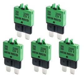BUSSALIX E39 Circuit Breaker Blade Fuse, Manual T3 Reset, Low Profile ATC/ATO, 3-30A, 32VDC, UL-Rated Thermoplastic Body, Color-Coded for Amperage(30A-5Pack)