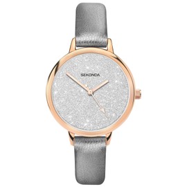 SEKONDA 40024 Ladies Metallic Grey Watch, silver, 40024