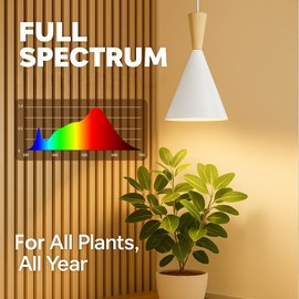 VALIKIY Hanging Grow Lights for Indoor Plants, Full Spectrum, with Timer and 15FT Power Cord, 20W Pendant Plant Lights for Indoor Growing, Large Tall Plant, Garden, Flowers, Greenhouse(White)