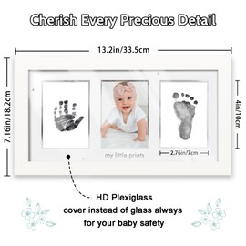 HAMUIERS Baby Hand and Footprint Kit, Newborn Keepsake Frame, Inkless No Mess Clean-Touch Ink Pad for Baby Handprint and Footprint, Perfect Shower Gift for Boys and Girls, Baby Registry, White