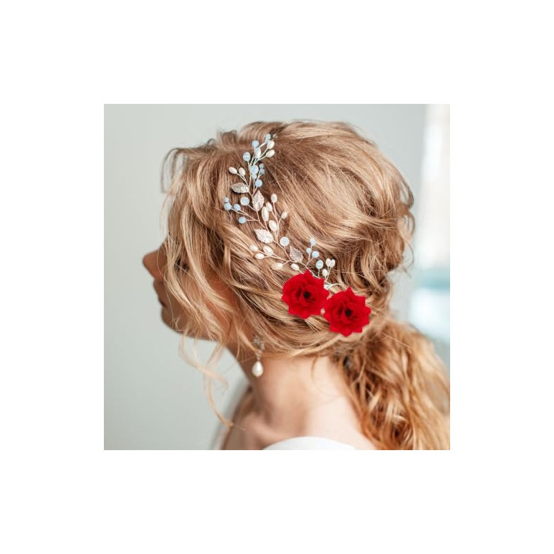 Artibetter Horquillas Rosa Roja Accesorios Para El Cabello 4 X
