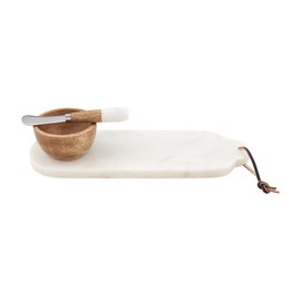 Mud Pie Dip and Tray Set, Natural, Tray 4 1/2" x 13"