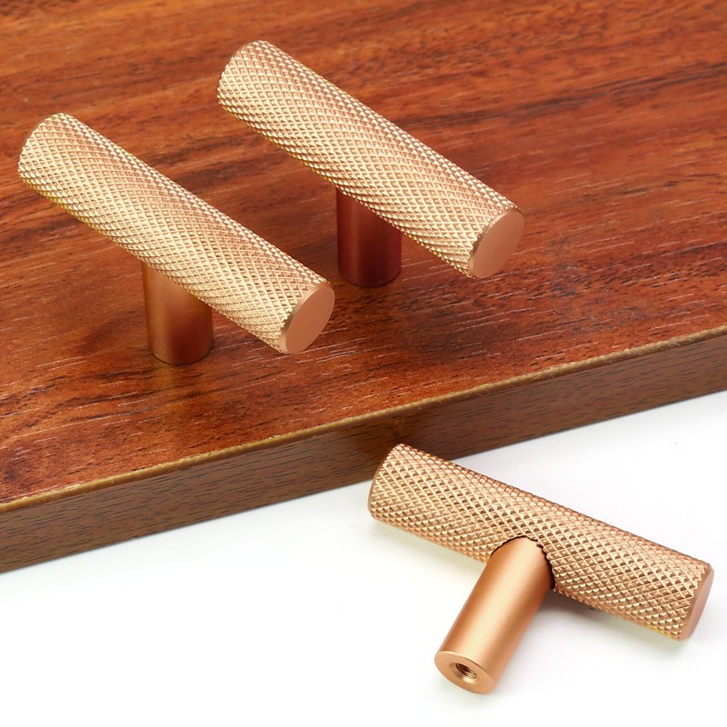 Cjueiom 6 Pack Gold Cupboard Knobs 50mm Length T Bar