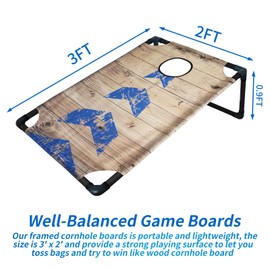Portable PVC Framed Cornhole Game Set with 2 Collapsible Cornhole Boards, 8 Bean Bags and Carrying Case, Waterproof Mini Cornhole Set, Outdoor Indoor Yard Toss Games for Family (3 x 2-feet)