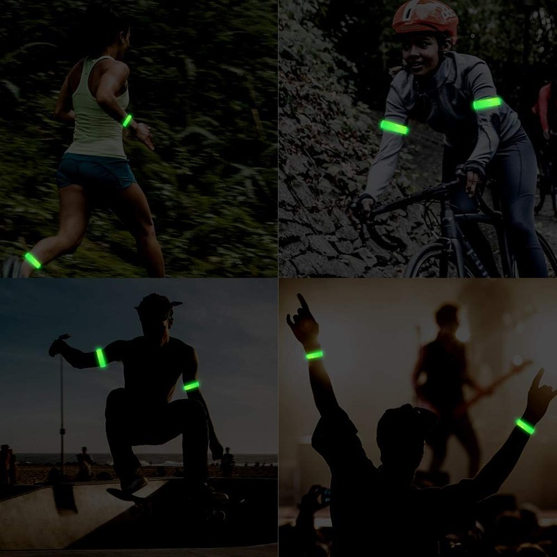 OMKHE Rechargeable LED Armband for Running(2 Pack), Light Up LED