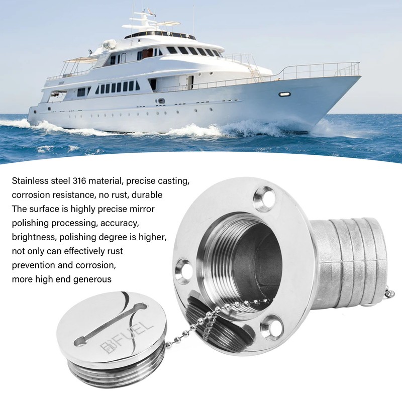 Boat Deck Filler with Key Cap Marine Stainless Steel Hardware