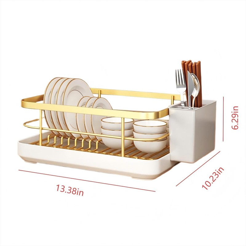 ZHQZZPH Gold Dish Racking Rack for Kitchen Counter, Carbon Steel