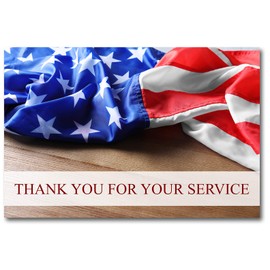 American Flag Thank You for Your Service Cards - USA - Patriotic - Military - Blank on The Inside - Includes 24 Cards and Envelopes - 5.5" x 4.25"(24 Pack)