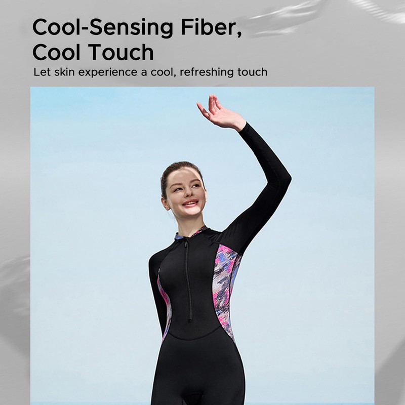 Aomiun Costume da bagno da donna a maniche lunghe, protezione