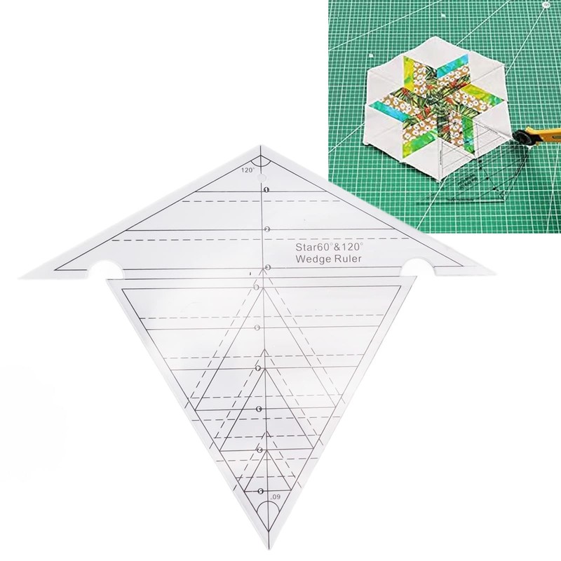 60 Degree and 120 Degree Acrylic Transparent Reusable Quilting Ruler