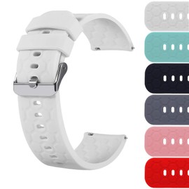 18mm 20mm 22mm Width Silicone Quick Release Wristband Replacement Sports Straps Bracelet Watch Band Women Men Strap with Quick Release Pins for Smartwatch (Width:22mm, White)