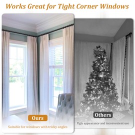 HOSKO 2PCS Corner Curtain Rod for Windows 30 to 136 Inches, 1 Inch Diameter Adjustable L Shaped Curtain Rod for Corner Window