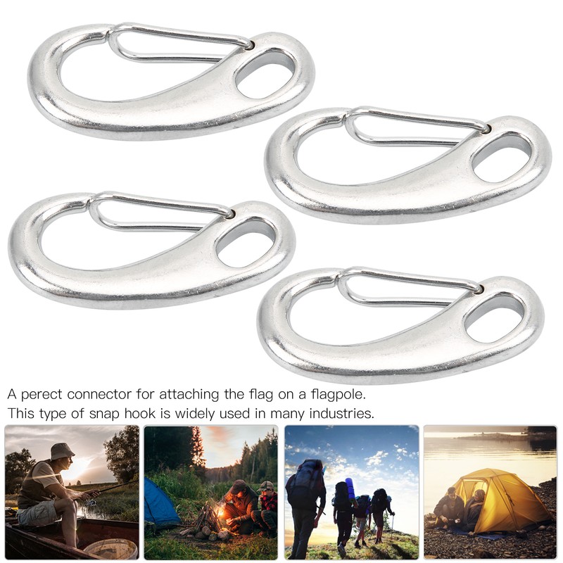 10pcs 50mm Heavy Duty Snap Rope Hook Stainless Steel Spring