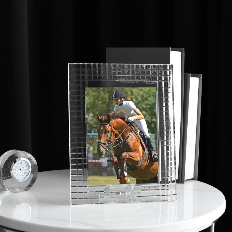 DONOUCLS Crystal Wedding Frame 5x7Inch of Keepsake Photo Frames, Crystal