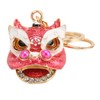 6pcs Lion Dance Keychains Cute Funny Rust Prevention Rhinestone Keychain