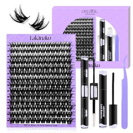 DIY Eyelash Extensions Set, Individual Cluster Lashes, Natural Cluster Eyelashes, with Eyelash Glue and Seal, Artificial Eyelashes (D-10-16 mm)