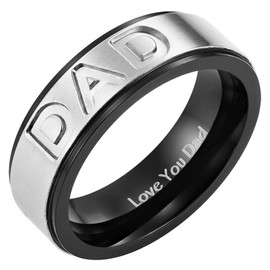 Willis Judd Men's DAD Ring Engraved Love You Dad with Gift Pouch Titanium 7mm