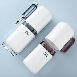 Ziliny 4 Pcs Travel Toothbrush Holder with Cups Toothbrush and Toothpaste Case Multifunctional Travel Tooth Brush Holder Containers Portable Cup with Handle for Camping Business