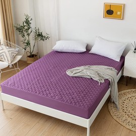 vctops Quilted Fitted Sheet Waterproof Mattress Protector Pad Ultra Soft Elastic Fitted Deep Pocket Bed Cover (Purple, Twin)