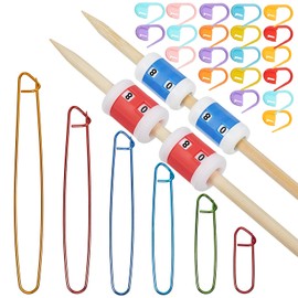 Syhood Row Counter Knitting Accessories, Includes 4 Pieces Row Counter in Various Sizes, 20 Pieces Knitted Crochet Closure Stitch Markers and 6 Pieces Assorted Size Stitch Holder Set