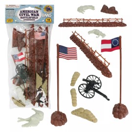 BMC Civil War BATTLEFIELD 18pc Plastic Army Men 1:32 Scale Playset Accessories