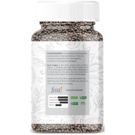 AYURVEDASHREE Black Pepper Whole (Peppercorns), Premium Quality 100gm PET Jar | All Natural | | Non-GMO | Piper nigrum | Indian Spice.