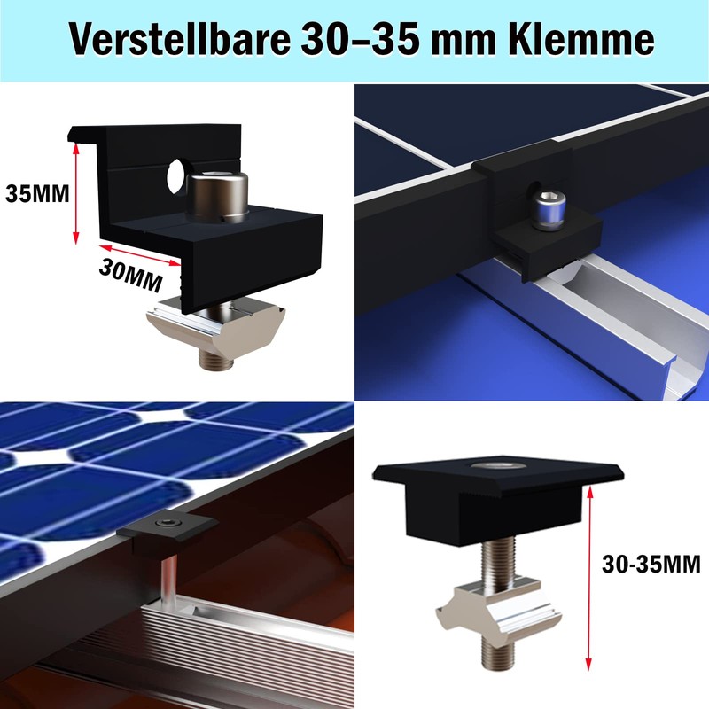 Solar Panel Bracket Flat Roof, Aluminium Photovoltaic Mounting Rail 12