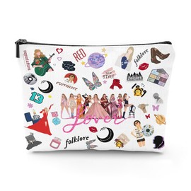 Make-Up Bag for Music Lovers, Music Lovers, Inspired Gift, Makeup Bag with Zip, Fans Gift Cosmetic Bag, Creative Bags for Music Lovers, for Women and Girls, White, Universal