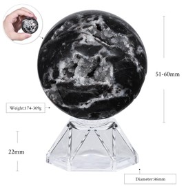 Sportmusies Natural Sphalerite Crystal Ball with Acrylic Stand, Healing Stone Sphere Orb Reiki Meditation Home Desk Decoration, 2-2.36 inches