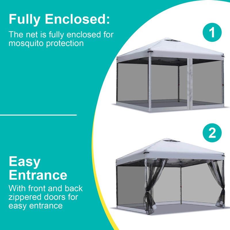 Canopy Mosquito Net for 10x10 Pop up Canopy Gazebo Tent,