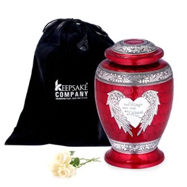 Red Large Urn for Ashes Adult Male - Cremation Urns for Human Ash Adult Man - Cremation Urn - Funeral/Burial Urns - Decorative and Keepsake ERN, Heart Earns, 220 Cubic Inches Volume