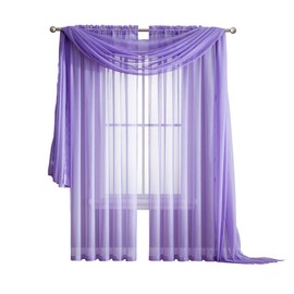 LinenZone Amazing Sheer Window Scarf Fabric Sheer Voile Curtain for Window Treatment - Add to Window Curtains for Enhanced Effect (56"x144", Lilac)