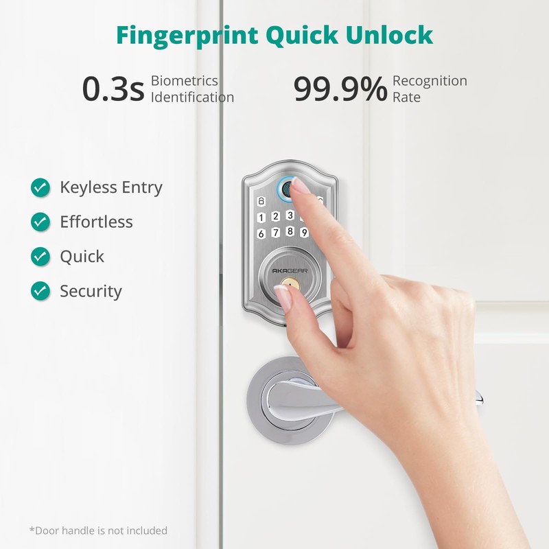 Keyless Entry Door Lock - AkaGear Smart Door Lock, Fingerprint