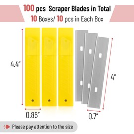 Bates- Replacement Scraper Blades, 4 Inch, 100 pcs, Scraper Blades, Floor Scrapper Blade, Replacement Razor Blades, Carbon Steel Razor Blades, Paint Scraper Blades, 4 Inch Scraper Blades