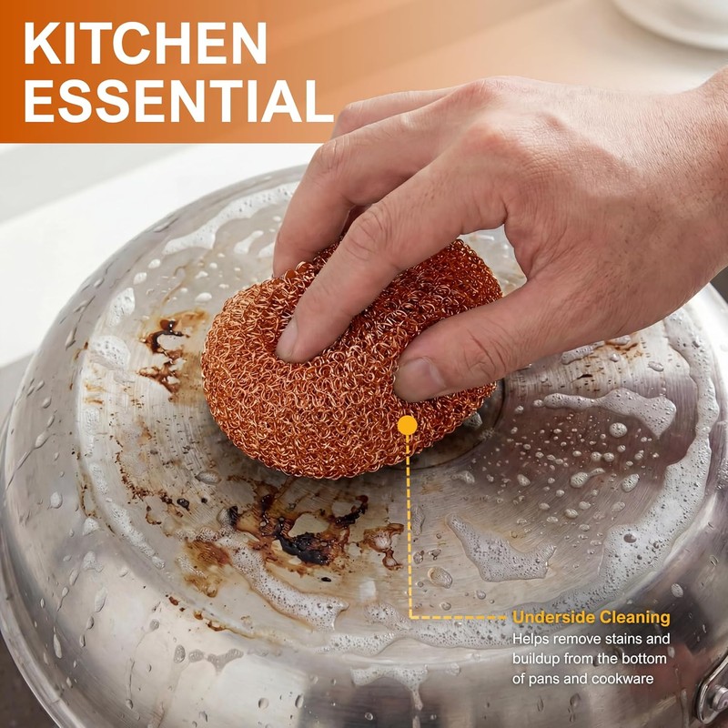 PAMI Heavy Duty Non Scratch Copper Scrubbers for Pots and