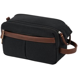 Vorspack Large Canvas Toiletry Bag for Men - Water Resistant Travel Bag for Toiletries, Bathroom Essentials, Accessories - Black