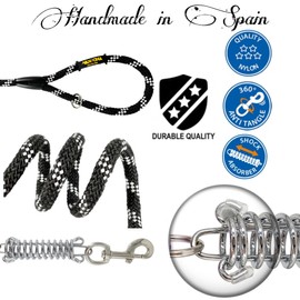 Dog Lead, Shock Absorber, Anti Pull, for Medium and Large Dogs, Made in Spain. 60cm. Black with White