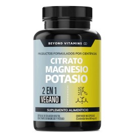 Citrato de Magnesio + Citrato Potasio | Platano en Polvo, Curcuma (curcumina) y Arroz | Magnesio Complex Vegano | Citrate Magnesium + Potassium Citrate - Vitaminas Mujer / Hombre - 180 cápsulas