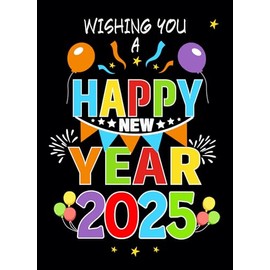 Happy New Year Greeting Card (2025, Balloons)