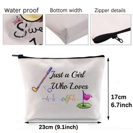 BNQL Golf Gift for Her Just a Girl Who Loves Golf Cosmetic Makeup Bag Golf Lovers Gifts Golf Player Gifts Golfer Gifts Travel Bag Pouch Toiletry Organizer Case (Golf Bag)