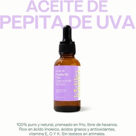 Aceite de Pepita de Uva 100 ml Hidratante Rostro sin Obstruir Poros Antiedad Antioxidante Colágeno Ideal para Jabones y Cremas