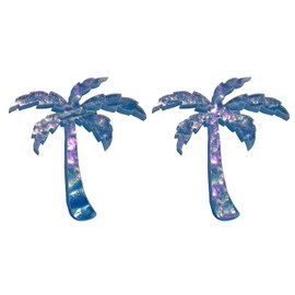 Aquatic Custom Tile Palm Tree Glass Swimming Pool Step Marker Mosaic(5"x4.5", Deep Blue) (2 Pack)