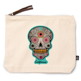 Lantern Press Death Valley National Park, California, Day of The Dead, Sugar Skull, Teal, 100% Cotton Zipper Pouch, Travel Accessory, Go Bag